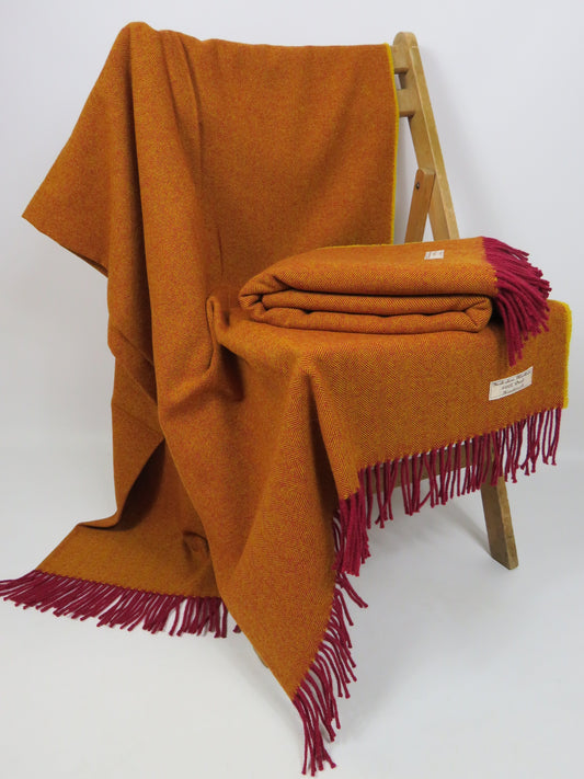 Luxury Herringbone Pure Wool Blanket