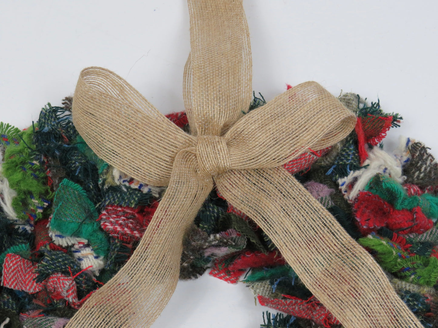 (7) Christmas Made Heart Rag Wreath