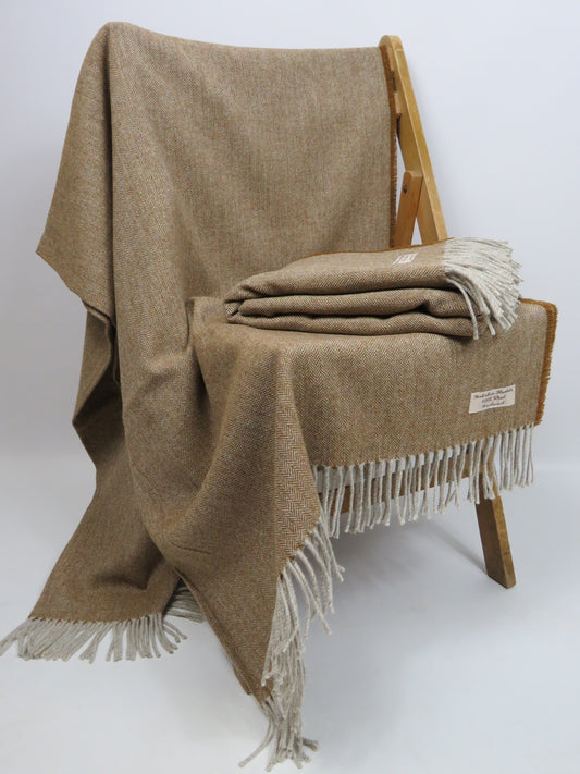 Luxury Herringbone Pure Wool Blanket