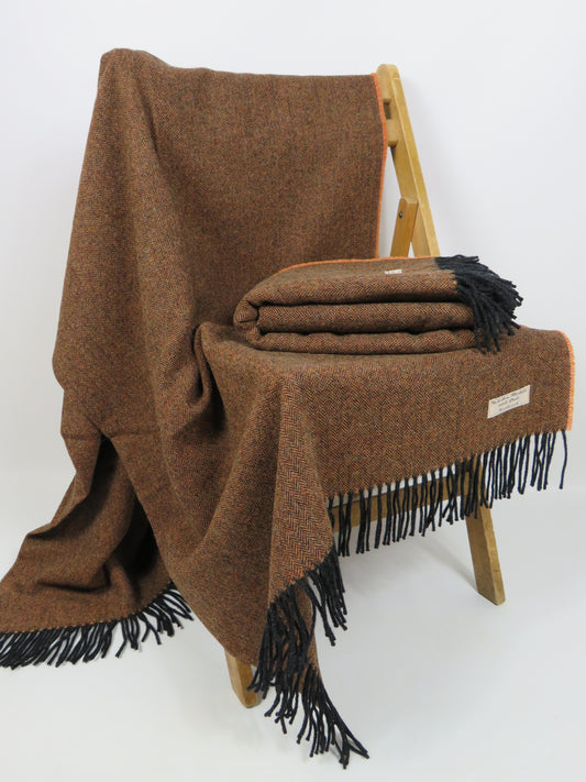 Luxury Herringbone Pure Wool Blanket