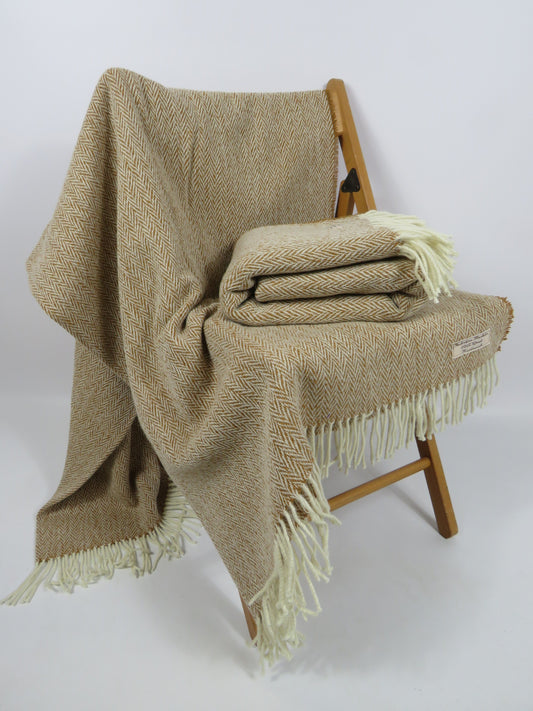 Luxury Herringbone Pure Wool Blanket