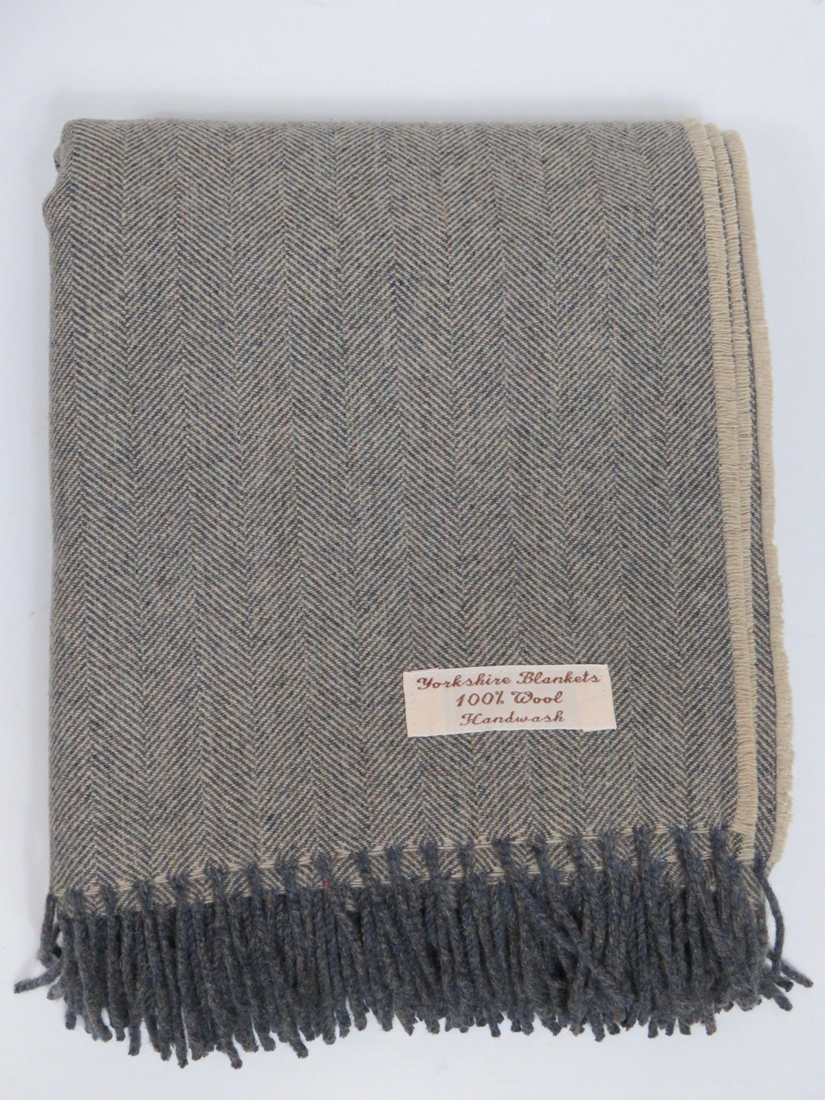 Luxury Herringbone Pure Wool Blanket