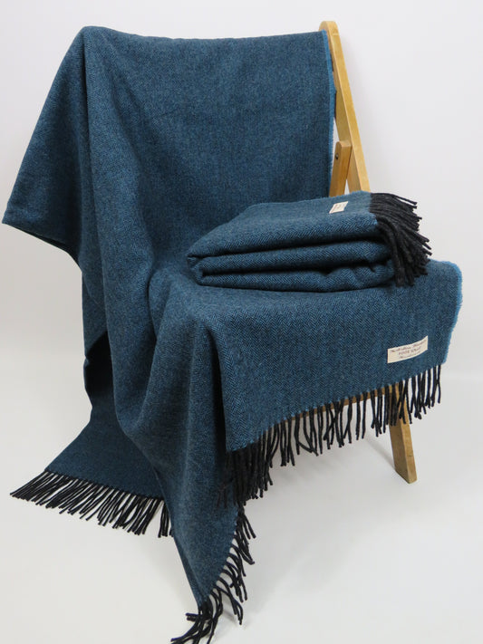 Luxury Herringbone Pure Wool Blanket