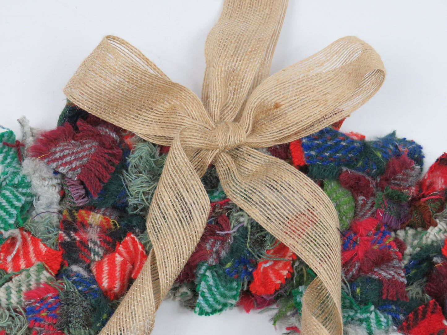 (12) Christmas Made Heart Rag Wreath