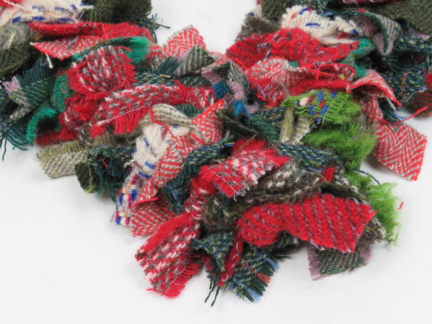 (7) Christmas Made Heart Rag Wreath