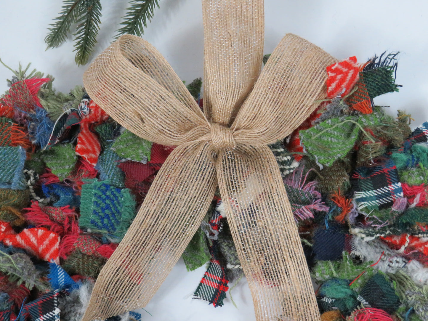 (4) Christmas Made Heart Rag Wreath