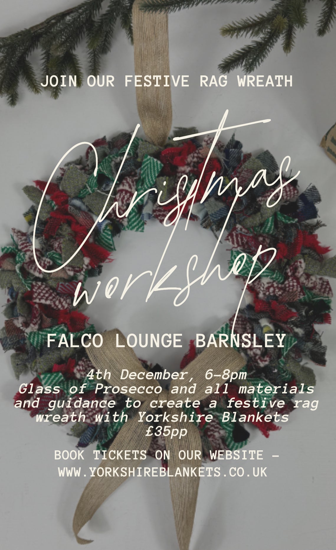 Falco Lounge Festive Rag Wreath Christmas Workshop, 4th December 25