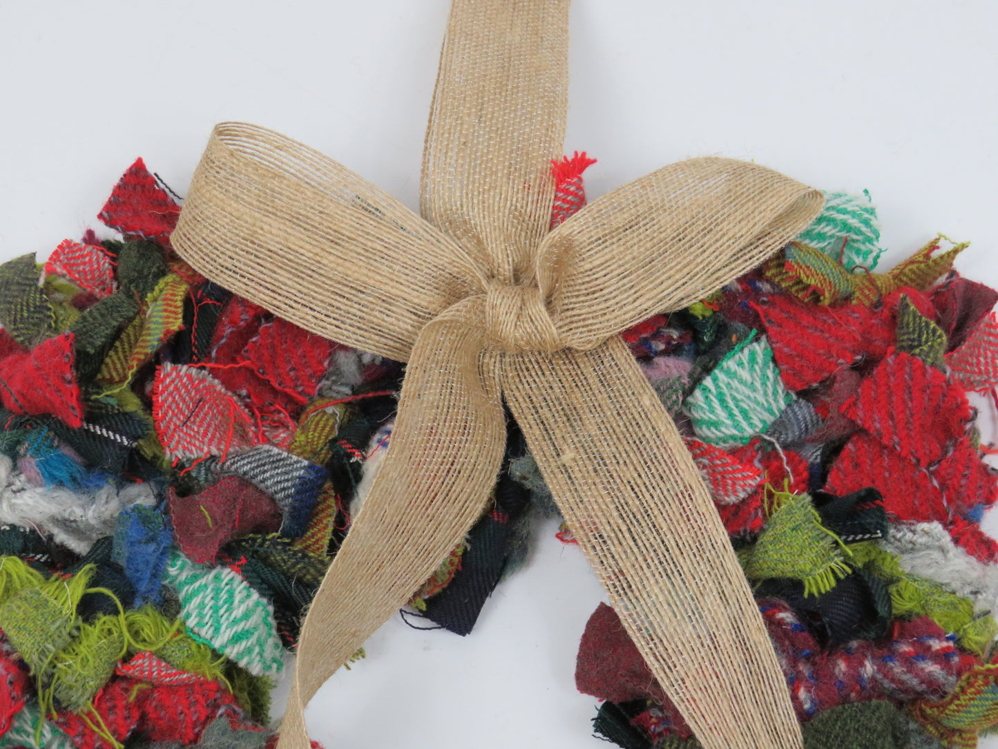 (6) Christmas Made Heart Rag Wreath