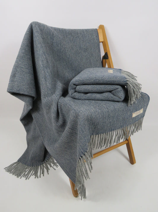 Luxury Herringbone Pure Wool Blanket