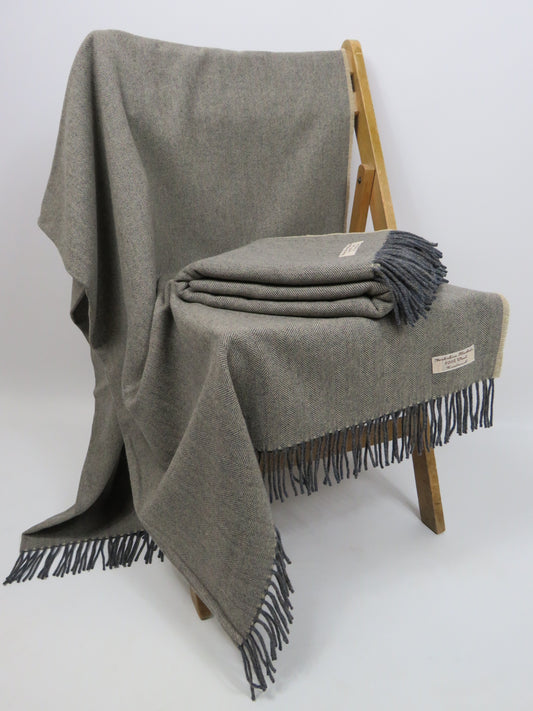Luxury Herringbone Pure Wool Blanket