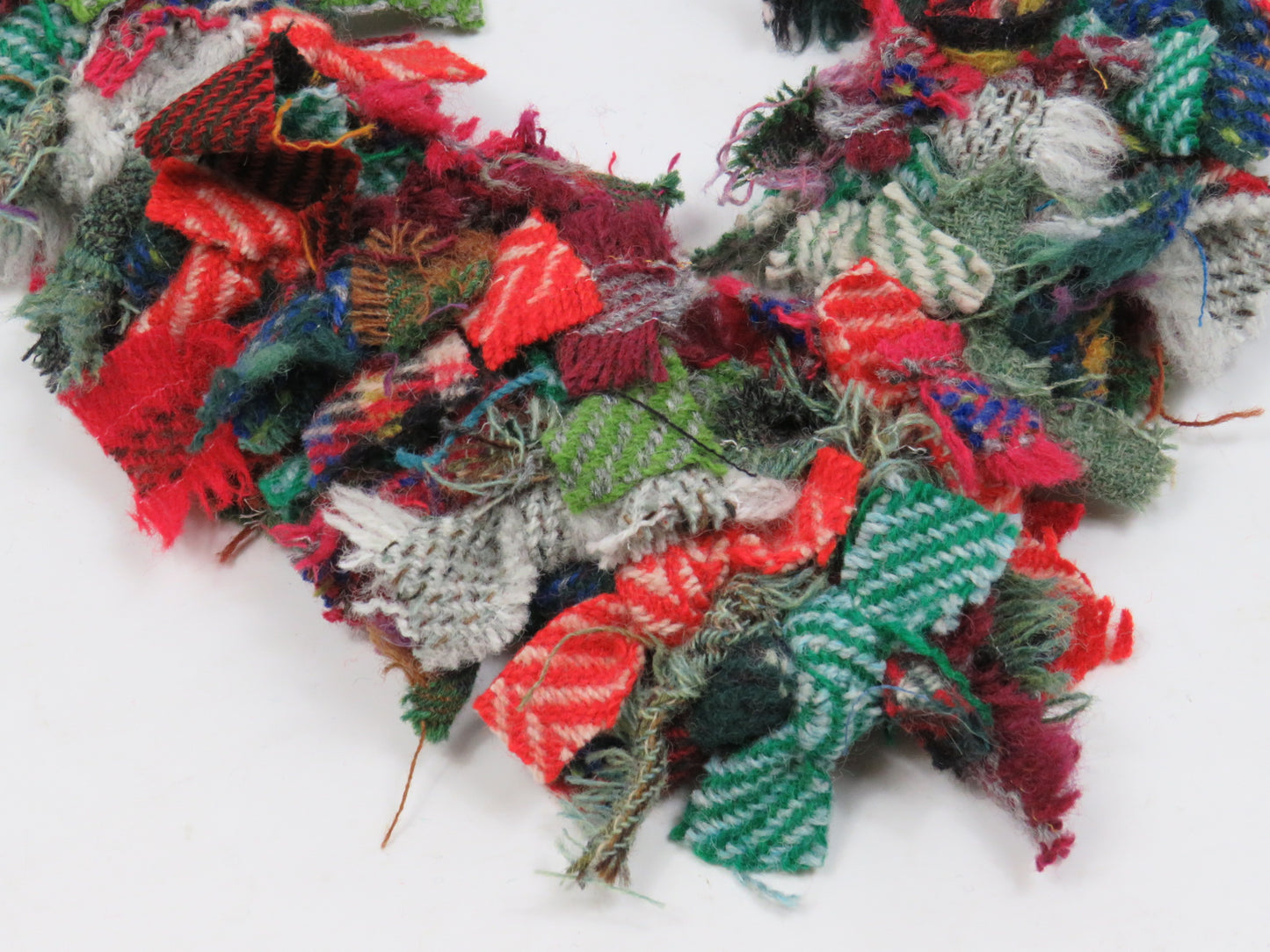 (12) Christmas Made Heart Rag Wreath