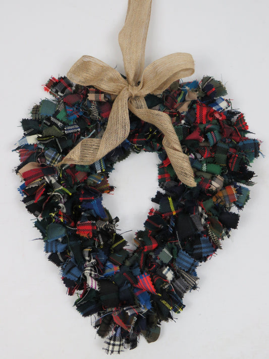 (11) Christmas Made Heart Rag Wreath