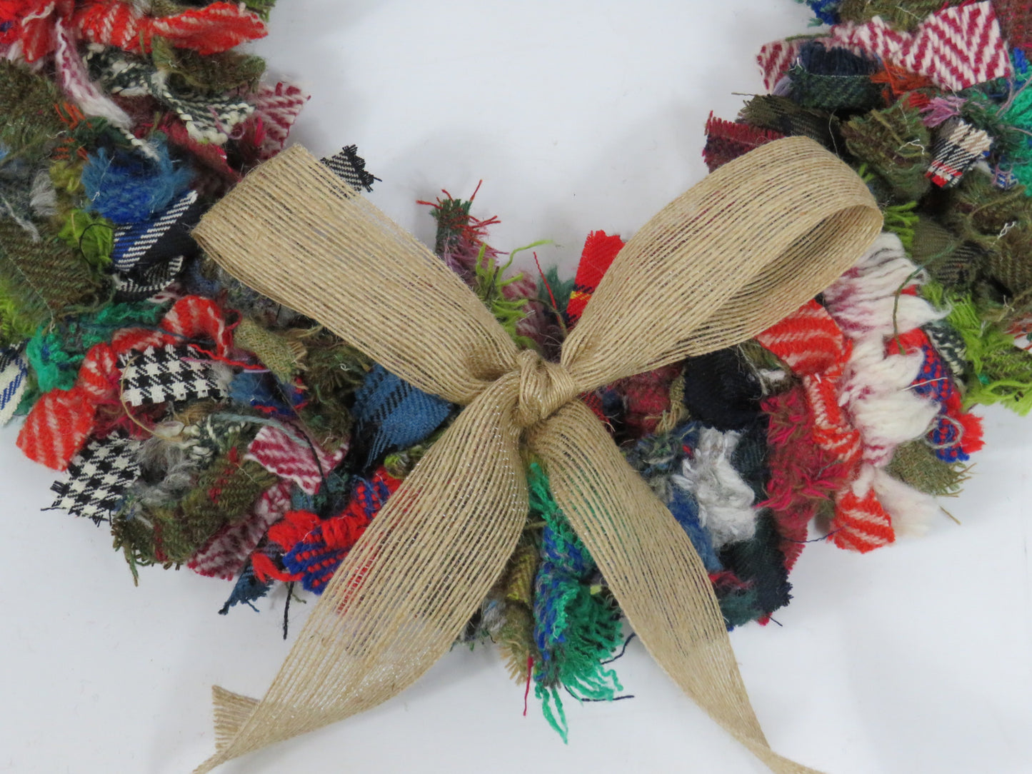 (7) Christmas Made Round Rag Wreath