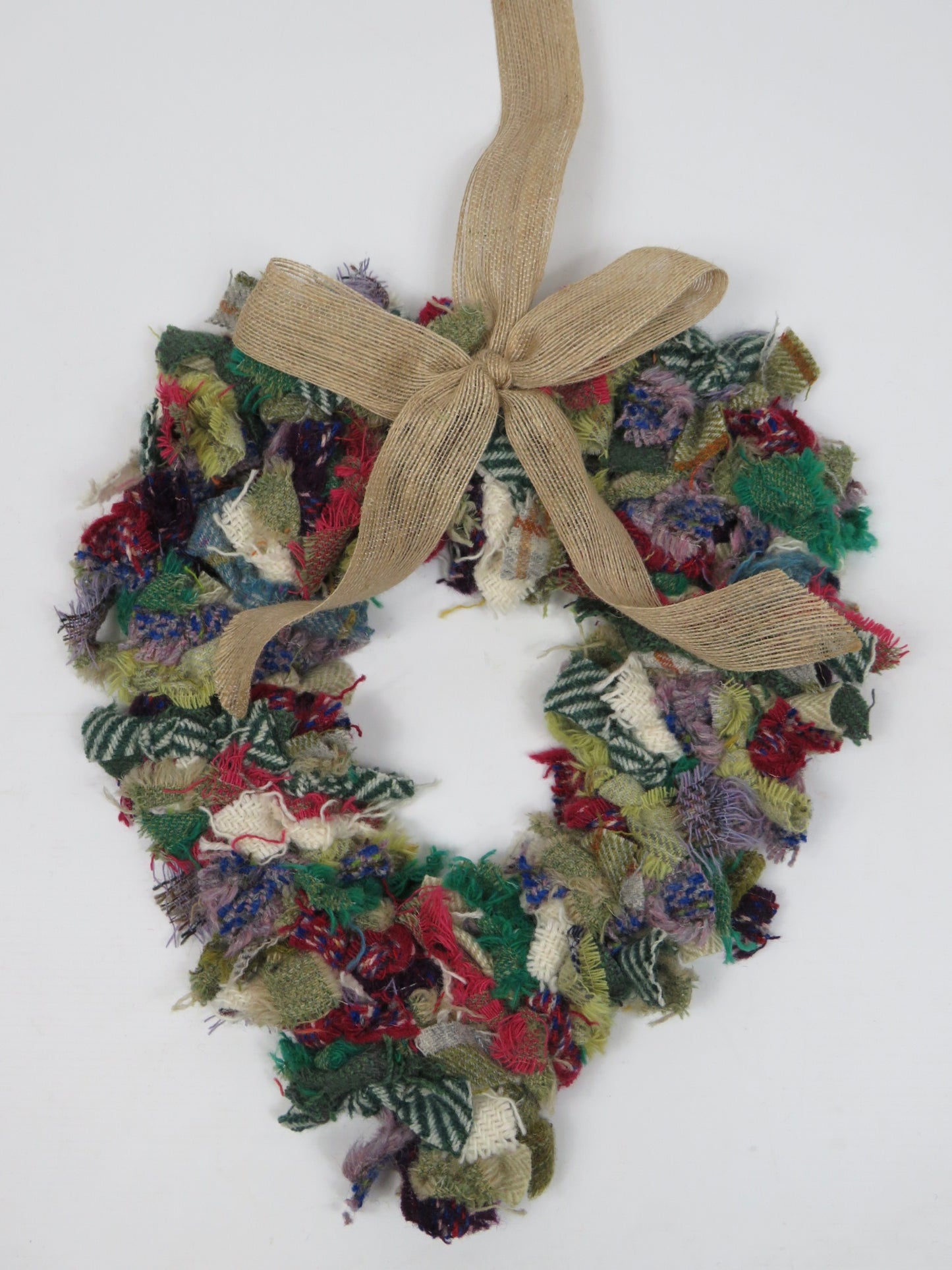 (5) Christmas Made Heart Rag Wreath