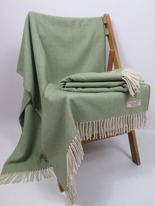 Luxury Herringbone Pure Wool Blanket