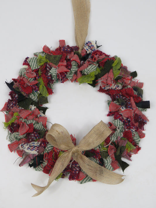 (3) Christmas Made Round Rag Wreath