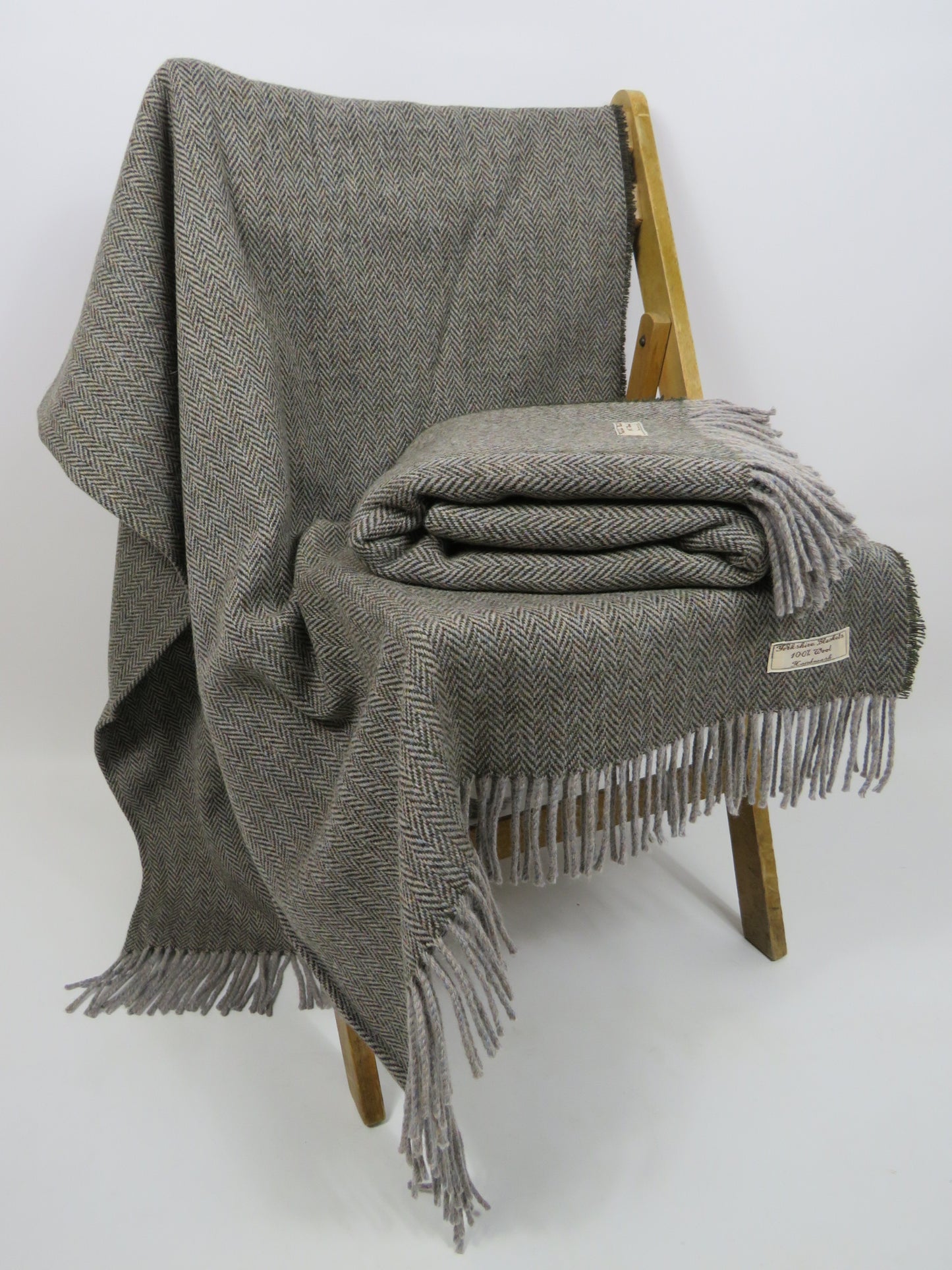 Luxury Herringbone Pure Wool Blanket