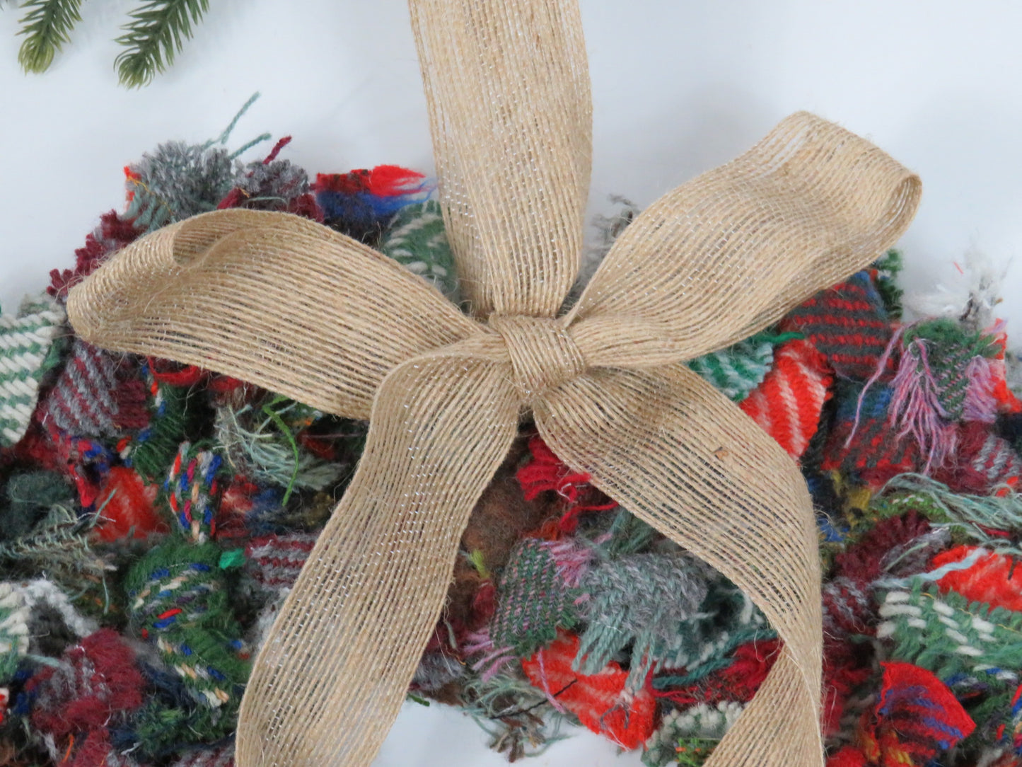 (1) Christmas Made Heart Rag Wreath