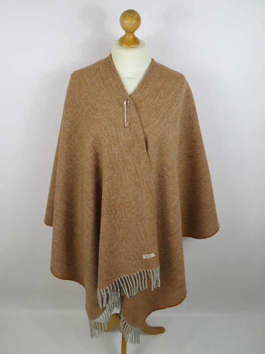 Luxury Pure Wool Cape and Pin