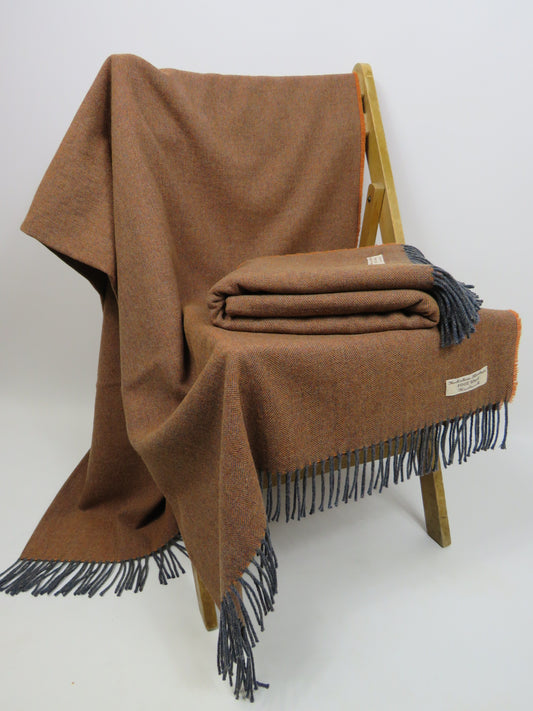 Luxury Herringbone Pure Wool Blanket