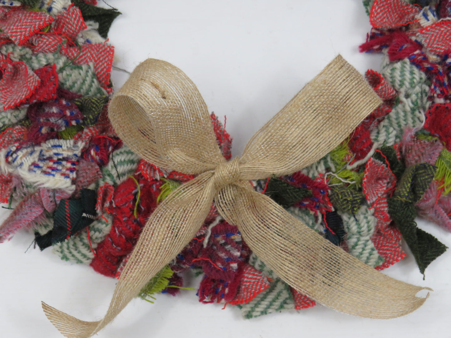 (3) Christmas Made Round Rag Wreath