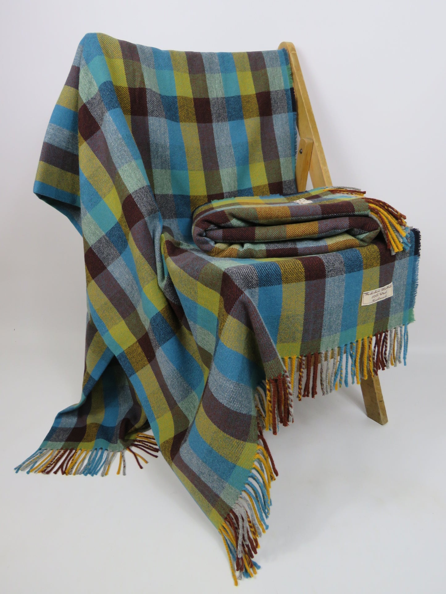 Luxury Windowpane Pure Wool Blanket