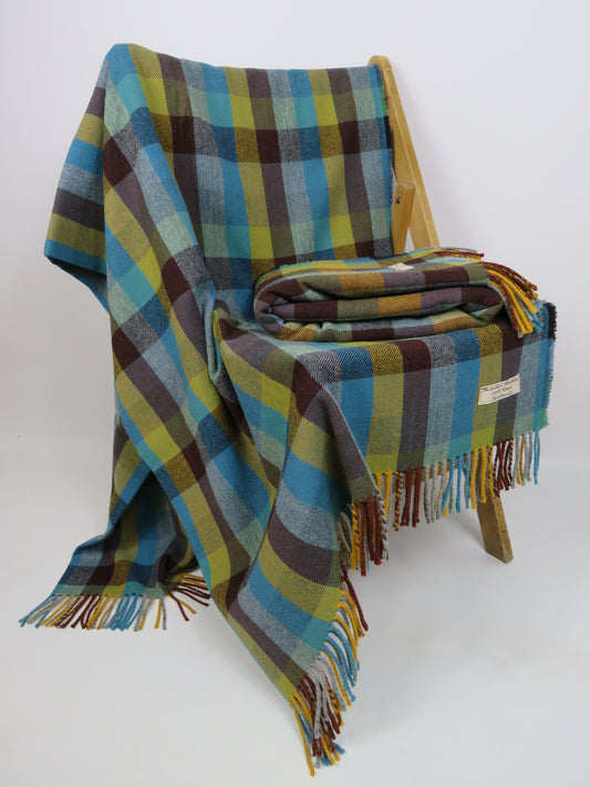 Luxury Windowpane Pure Wool Blanket