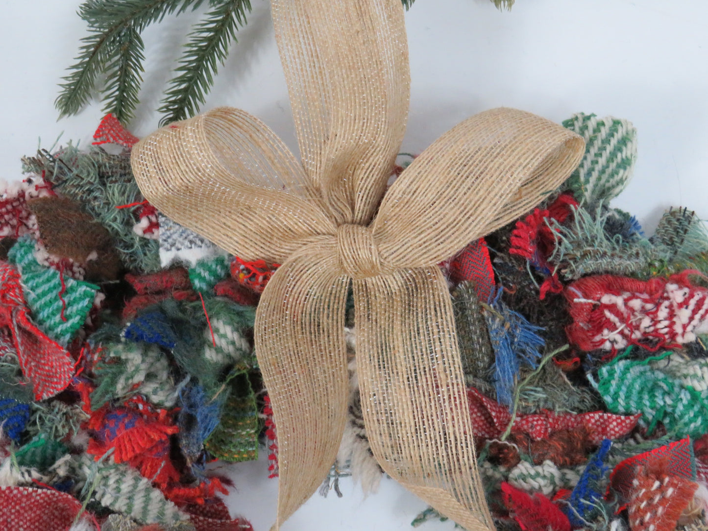 (5) Christmas Made Heart Rag Wreath