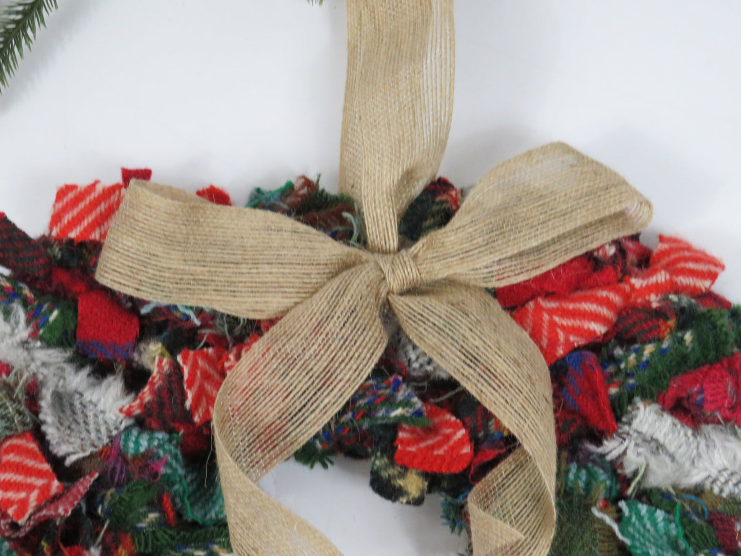 (3) Christmas Made Heart Rag Wreath