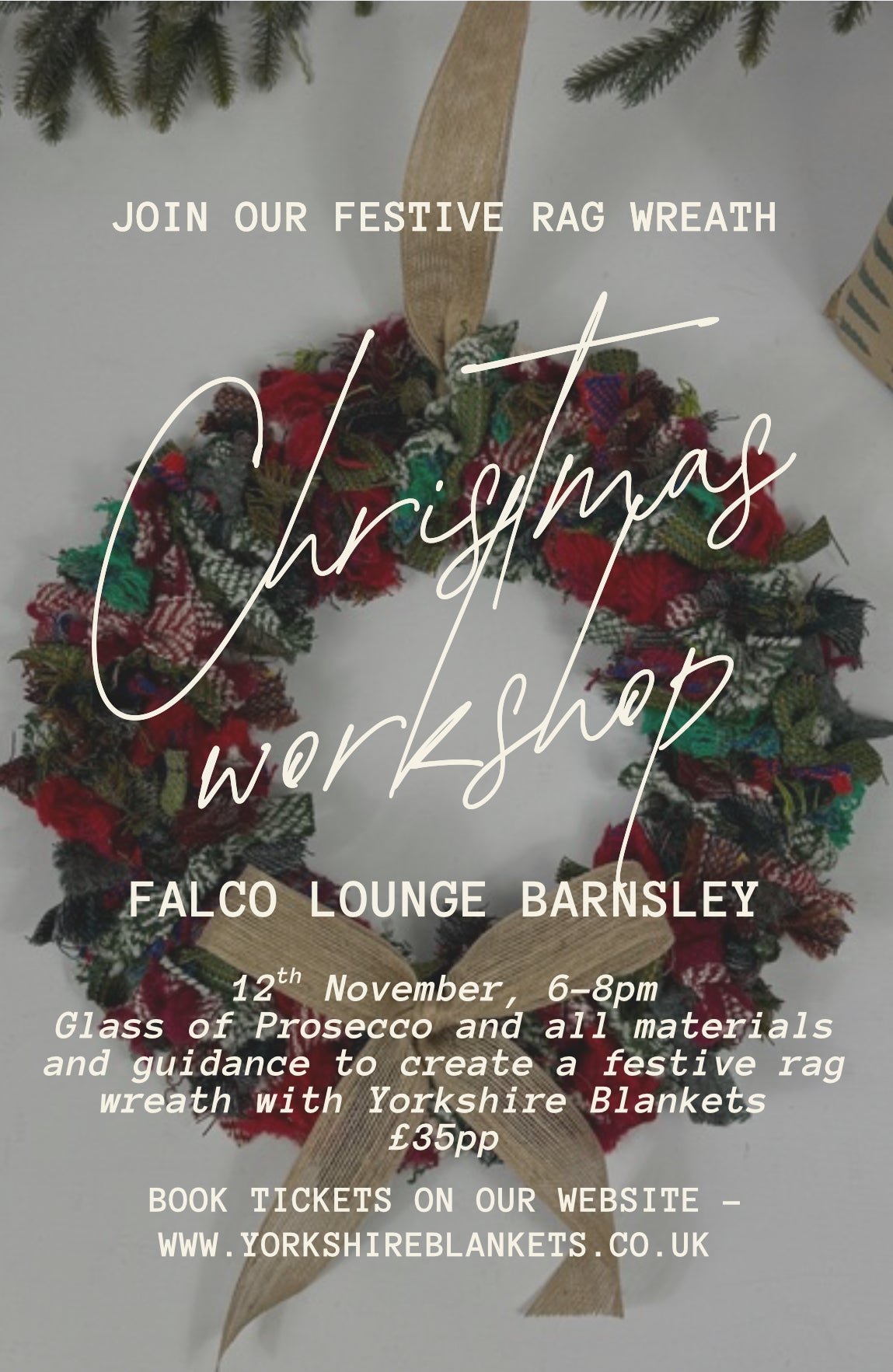 Falco Lounge Festive Rag Wreath Christmas Workshop, 12th November 25